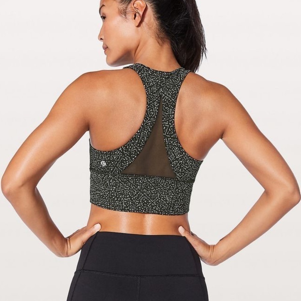 Lululemon-Invigorate Supporting International Black and White Spotted Sports Bra